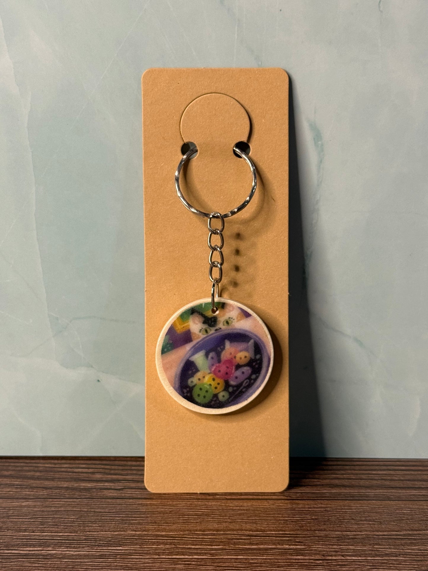 Button Bin Cat Keychain